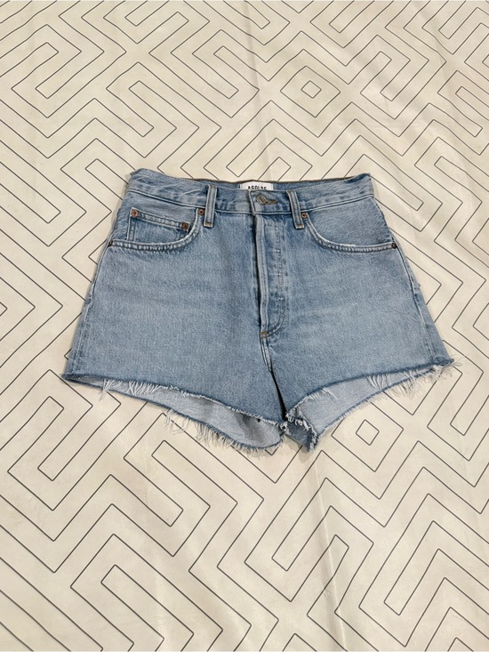 Agolde Pants - Agolde Light Wash Mila High-Rise Denim Cutoff Shorts